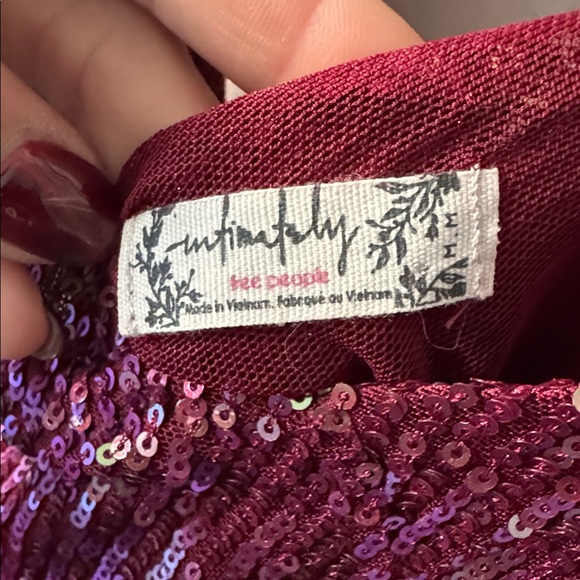 Free People  Gold Dust mini Burgundy Dress - Picture 7 of 7